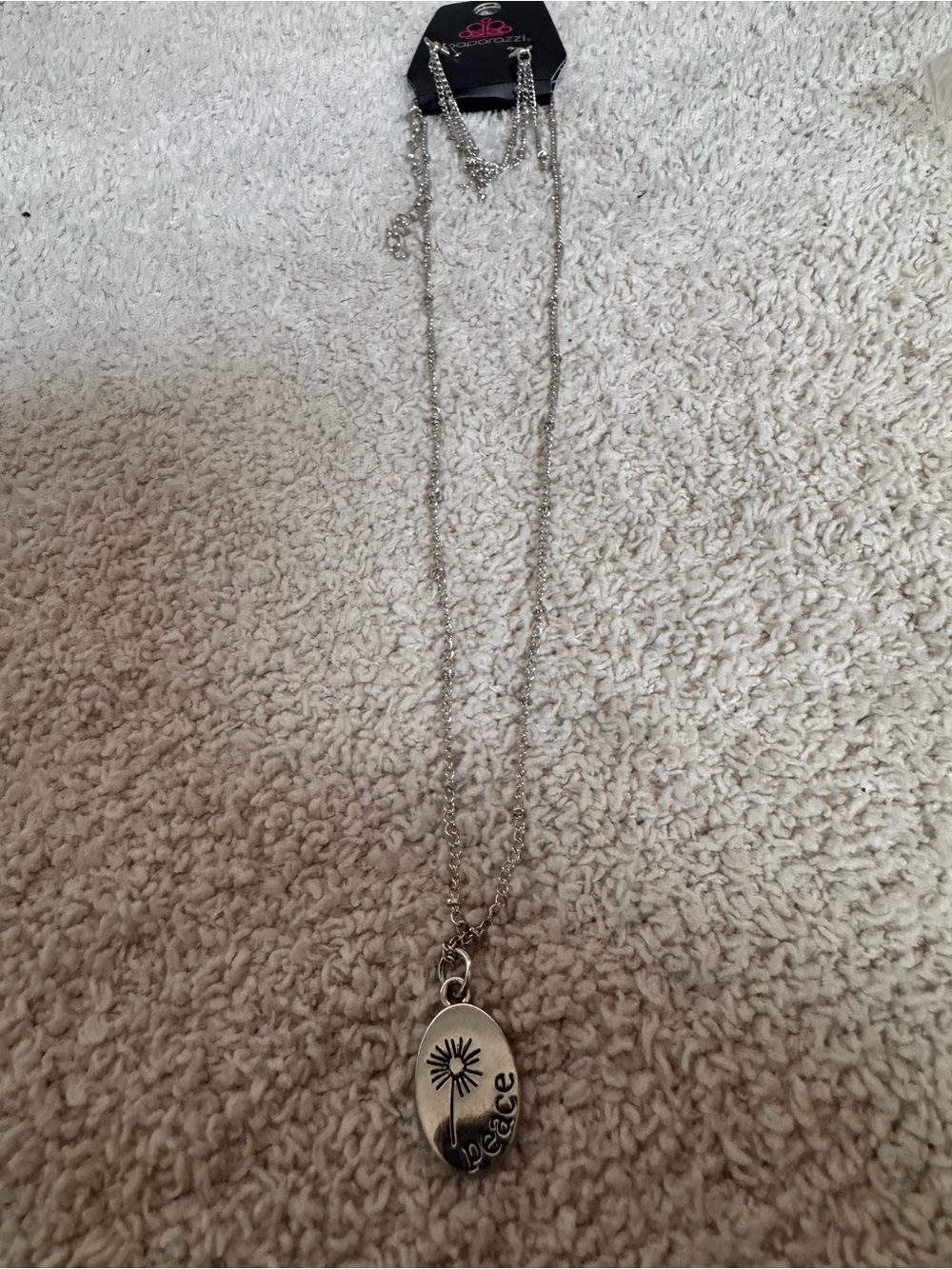 Paparazzi Silver 'Believe' Sunflower Oval Pendant Necklace